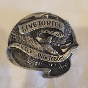 🏍EUC~ Harley-Davidson Eagle Belt Buckle- LIVE TO RIDE RIDE TO LIVE